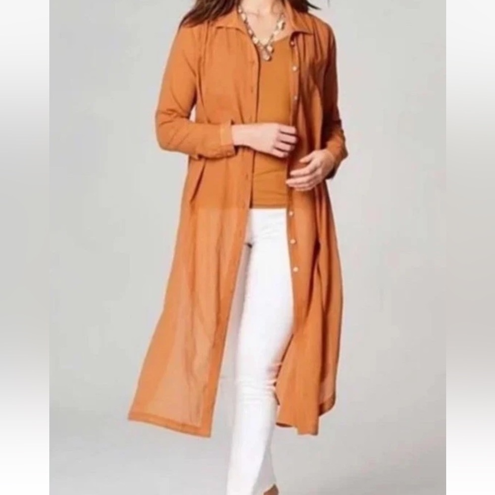 J. Jill Rust-Brown Button Front Top Medium tunic shirt dress  NWT